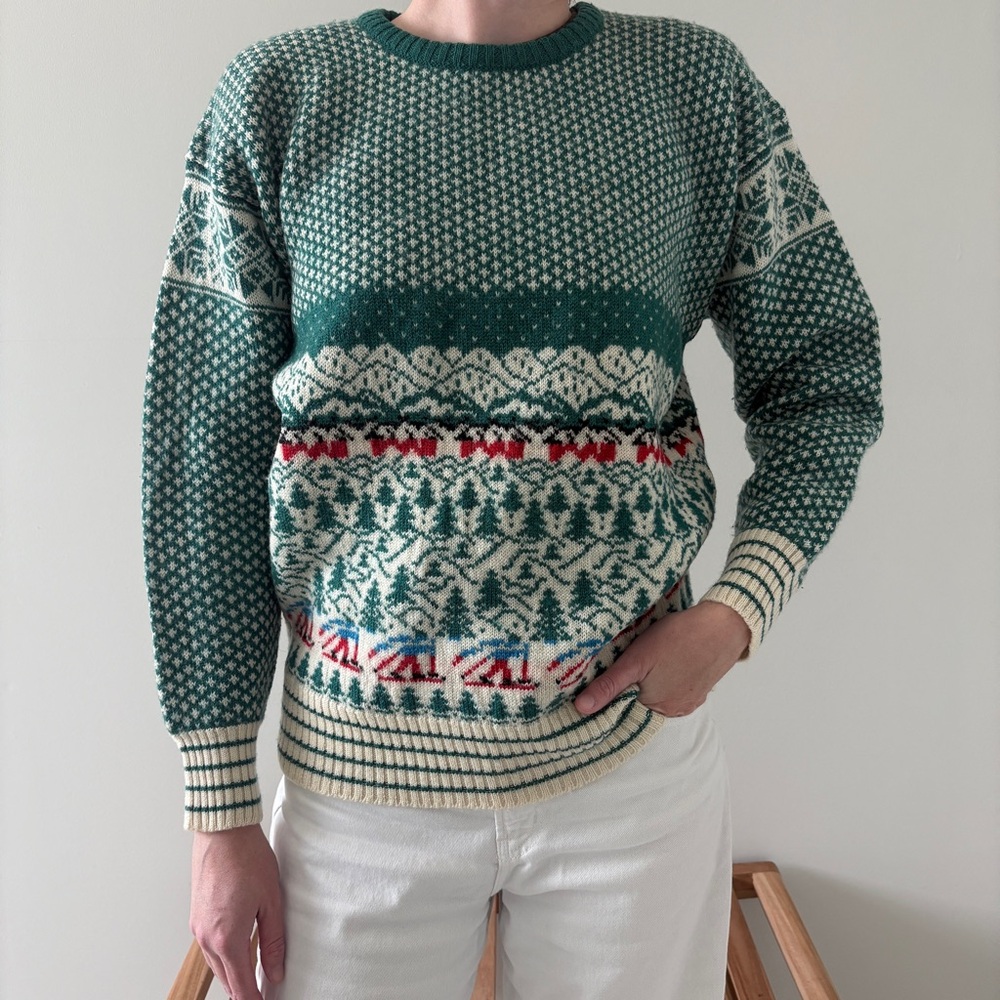 Vintage Wool Winter Patterned Sweater